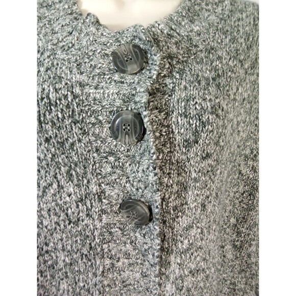 Croft & Barrow large Green White button up sweater 3/4  Mock Neck - Picture 2 of 11